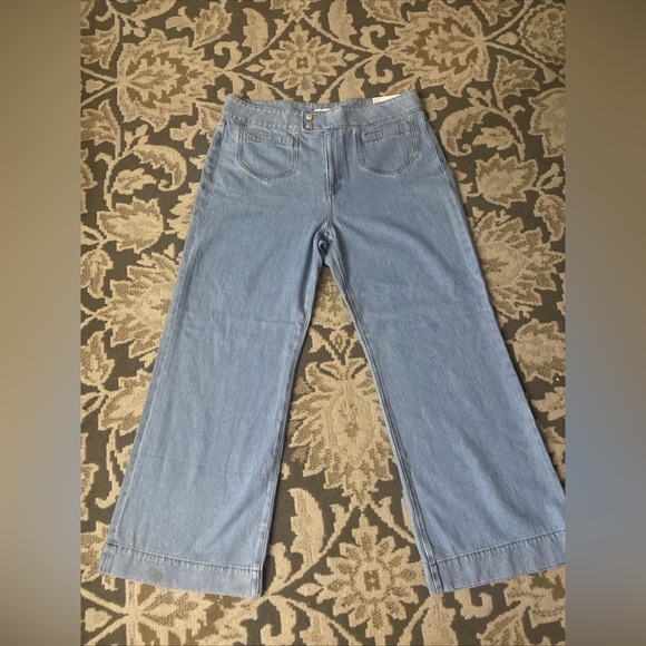 The Loft Patch Pocket High Rise Wide Leg Jeans Size 33 - Picture 4 of 16